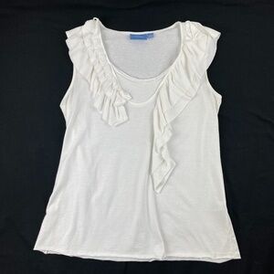 Simply Vera Wang Womens Sleeveless Blouse White L